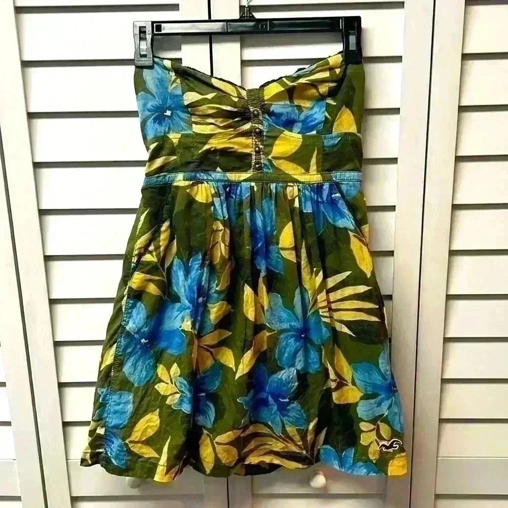 Hollister Strapless Bustier Floral Dress Size Small
